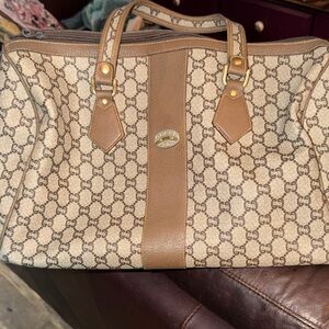 Gucci Beige and Brown Monogram Satchel